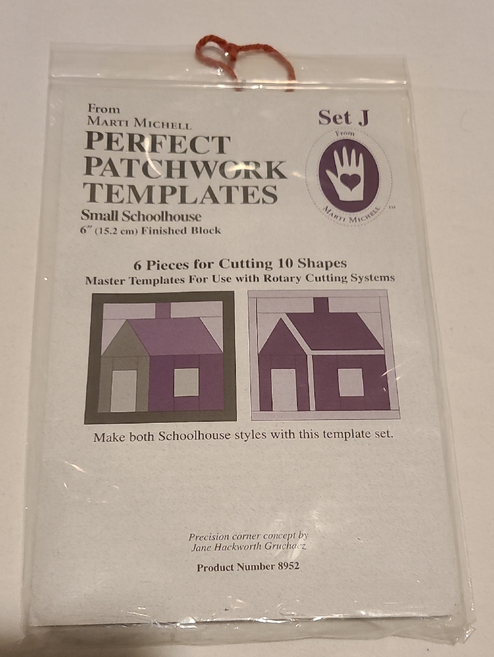 Perfect Patchwork Templates, Small Schoolhouse, 6 Inch Block, Quilting, Set J